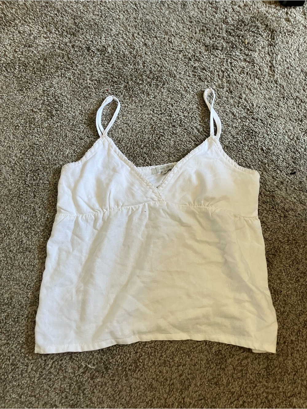 Love Tree White Spaghetti Strap V-Neck Cami